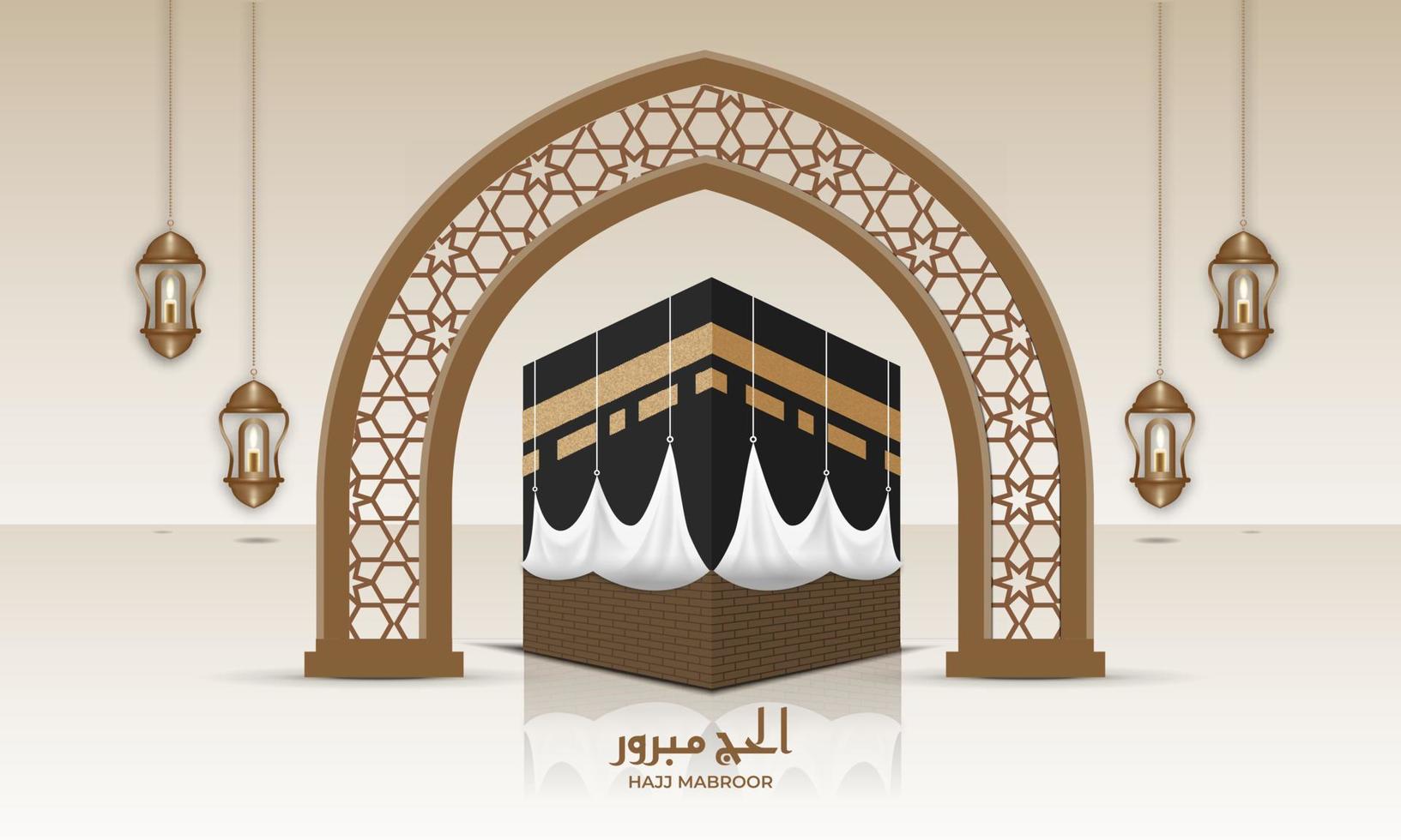 saluto islamico hajj per eid adha mubarak e pellegrinaggio vettore