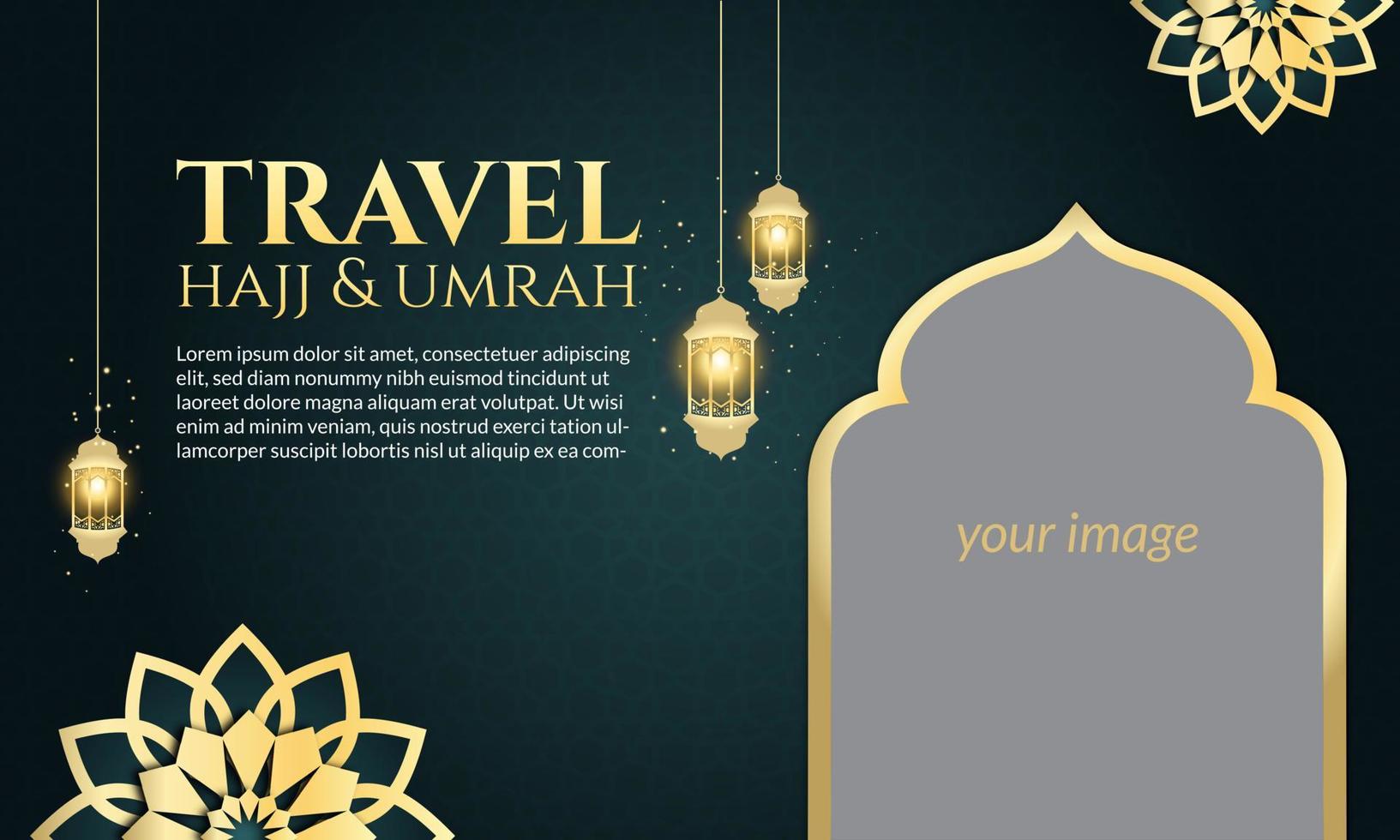 pacchetto banner hajj, umrah e modello di viaggio vettore