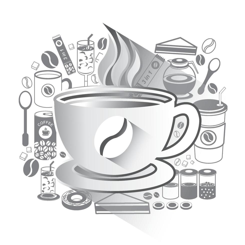 illustrazione del set di icone del caffè vettore