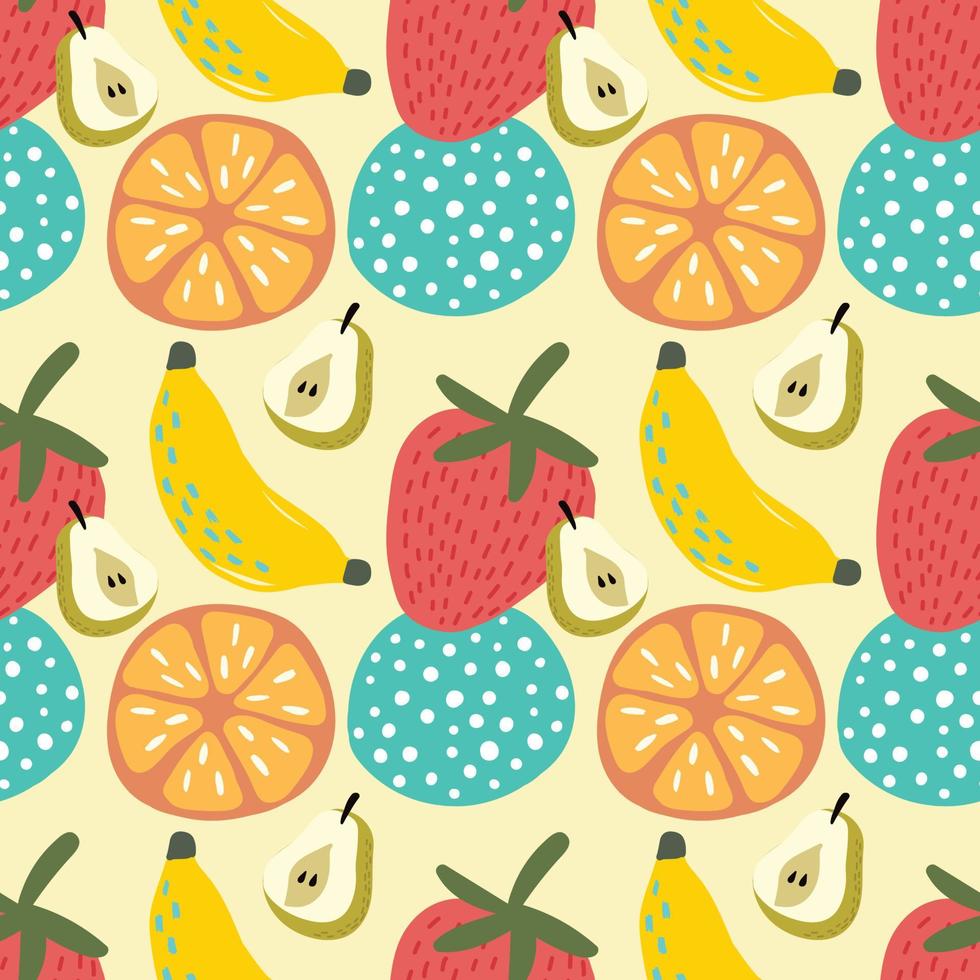 design colorato di frutta mista su sfondo giallo vettore