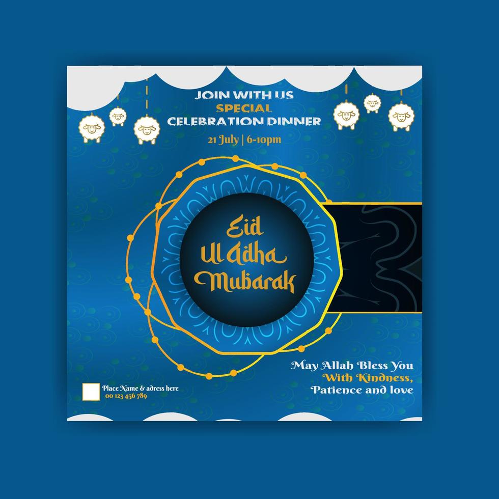 eid ul adha mubarak flye poster banner islamico social media post design template download gratuito vettore