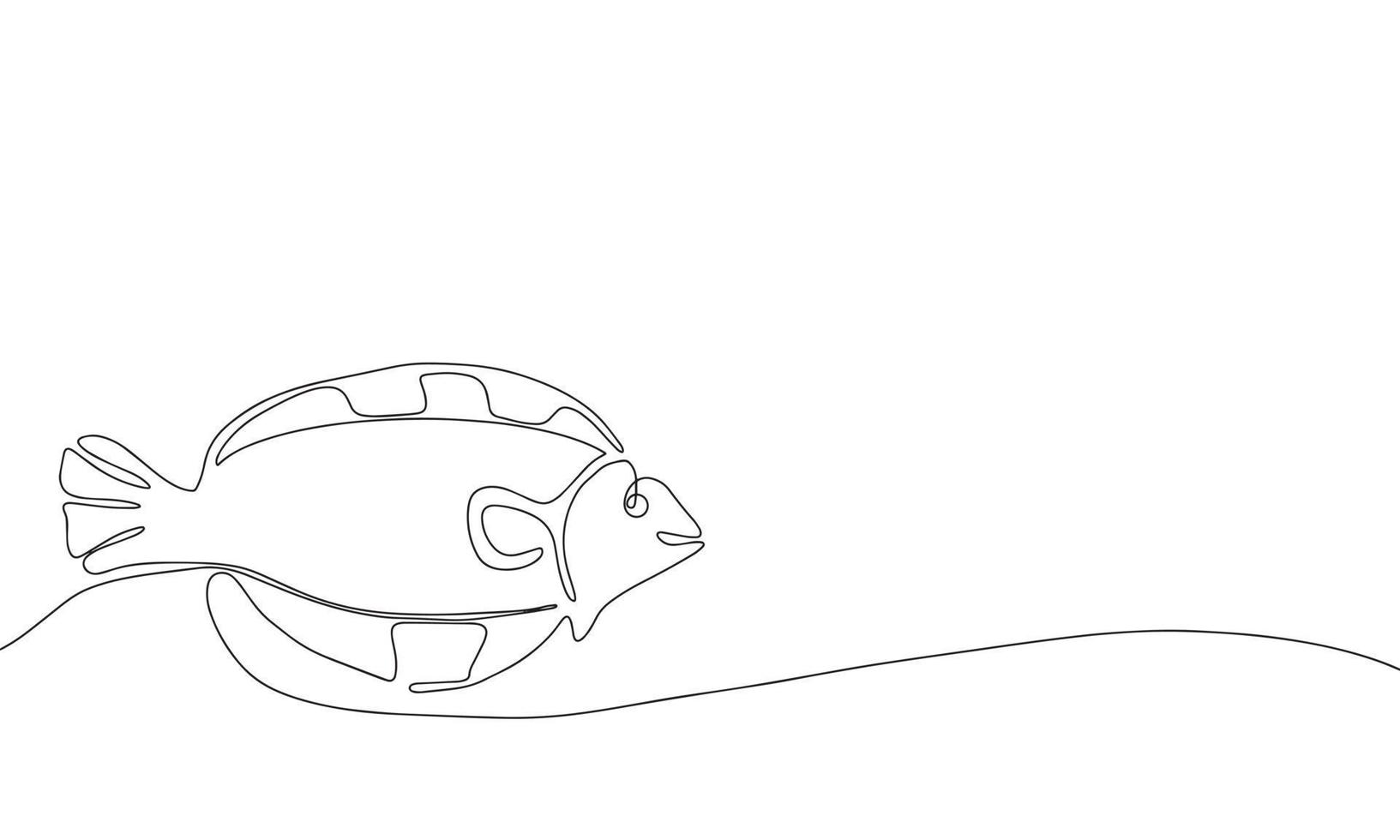 pesce astratto in stile di disegno artistico a linea continua. schizzo lineare nero minimalista su sfondo bianco. illustrazione vettoriale