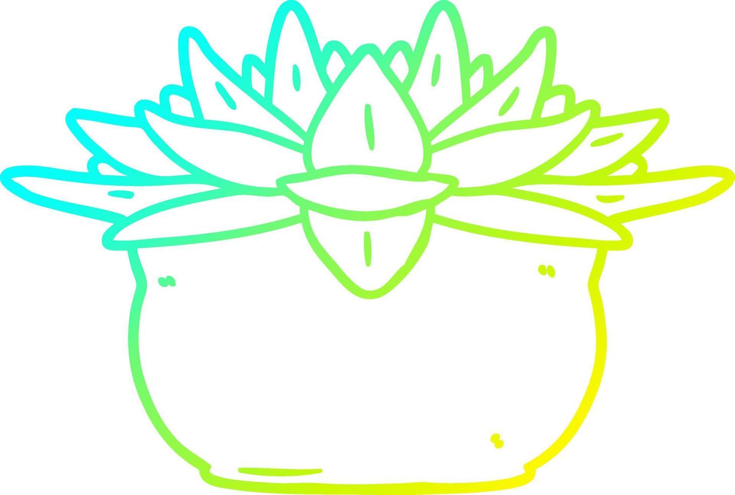 pianta succulenta del fumetto di disegno a tratteggio a gradiente freddo vettore