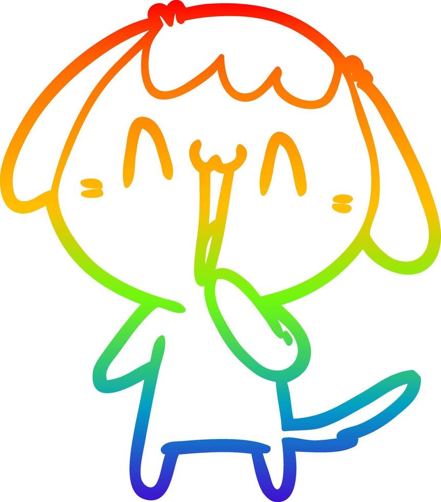 arcobaleno gradiente di disegno cane simpatico cartone animato vettore