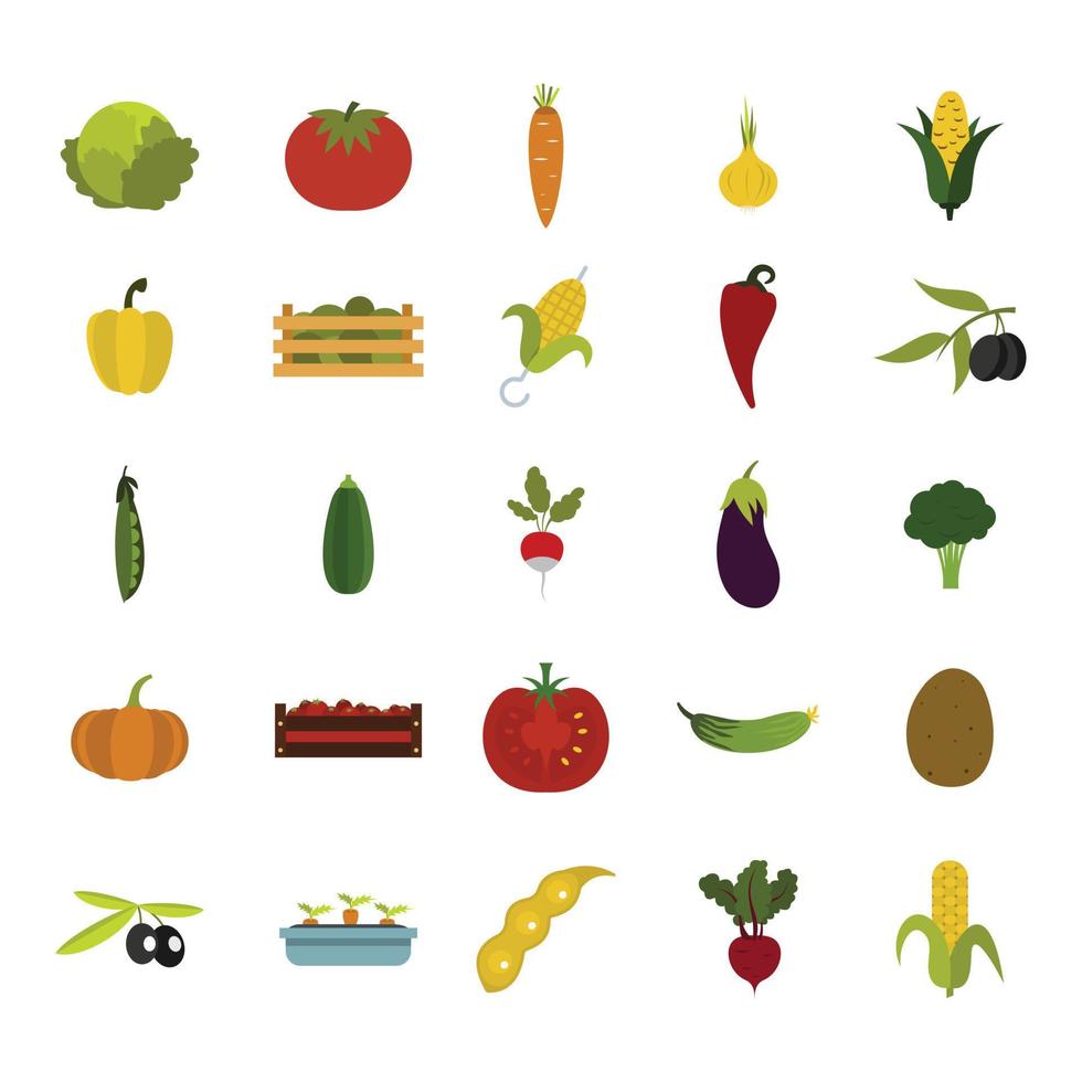 set di icone di verdure, stile piatto vettore