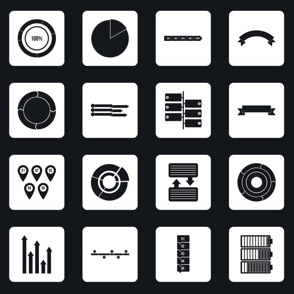 icone di parti di design infografica impostate vettore di quadrati