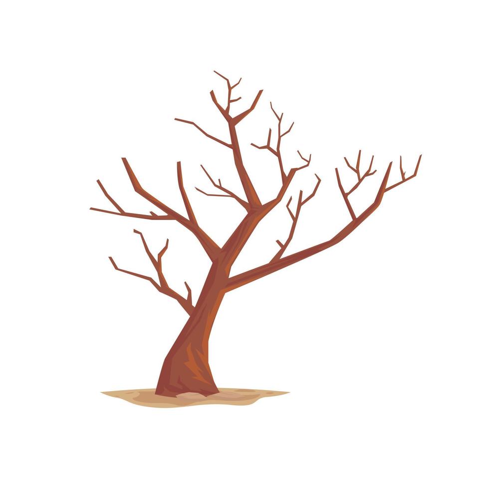 albero secco senza foglie, illustrazione vettoriale isolata su sfondo bianco