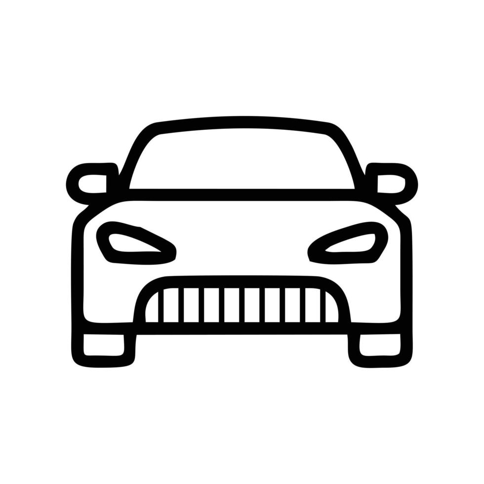 auto icona in prima linea. simbolo del segno di stile di linea semplice. auto, vista, sport, corsa, concetto di trasporto. illustrazione vettoriale isolato su uno sfondo bianco. eps 10.