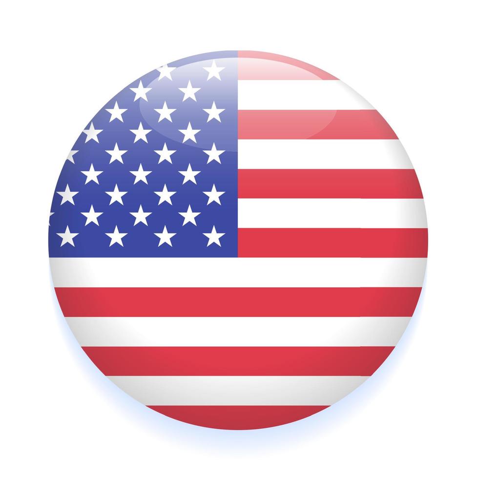 bandiera usa indipendenza memoriale festa del lavoro pulsante rotondo segno simbolo stelle strisce stati uniti d'america paese nazione isolata carta 3d icona illustrazione vettoriale
