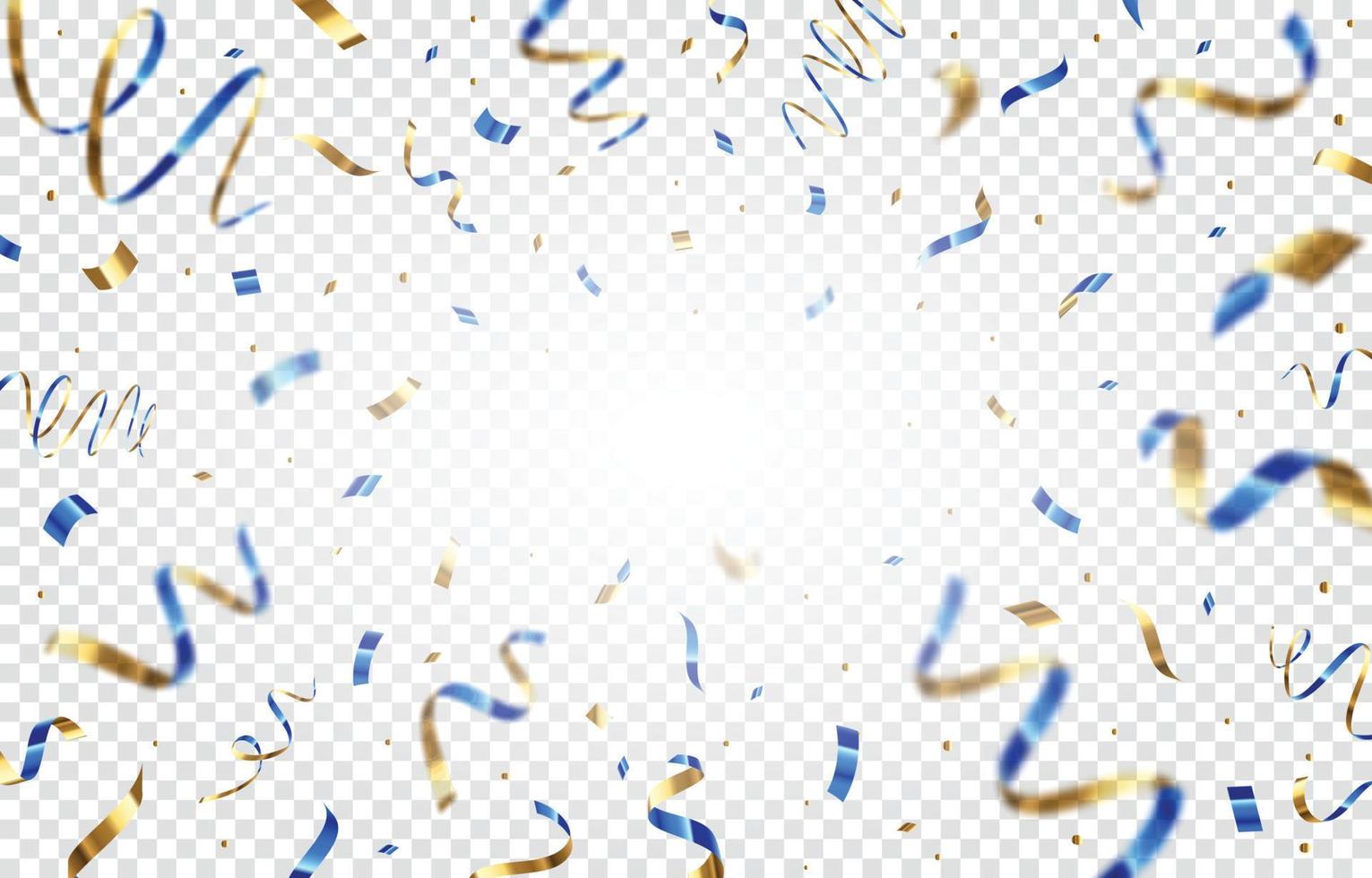 sfondo trasparente coriandoli oro blu vettore