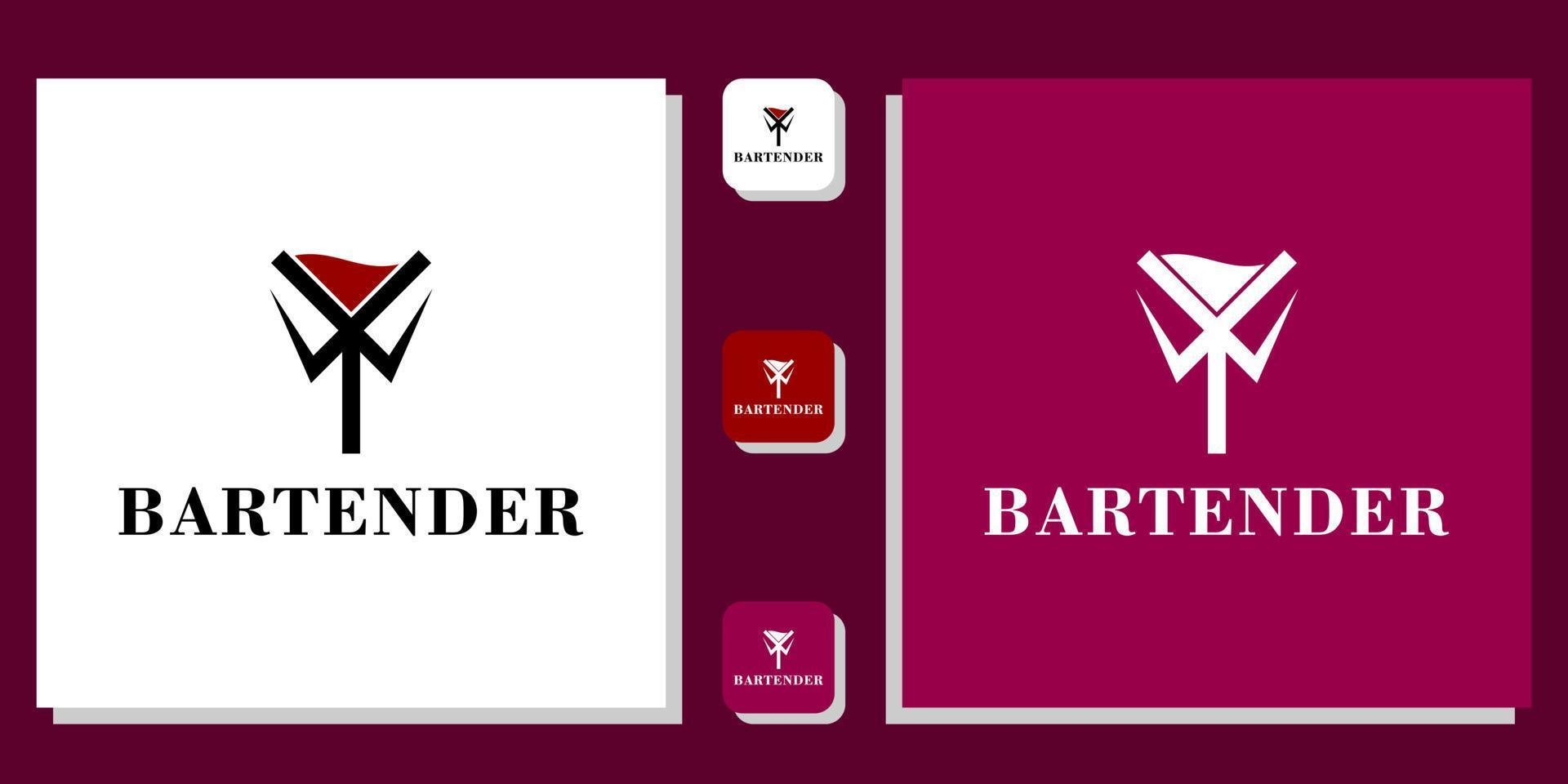 bartender simbolo combinazione bottiglia di vetro tuxedo shaker vettore