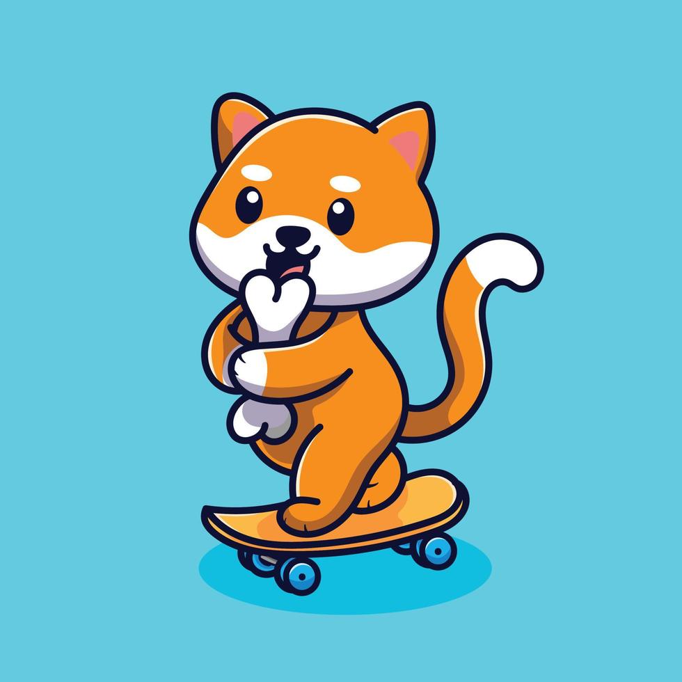 illustrazione sveglia dell'icona di vettore del fumetto del cane di shiba inu. concetto di icona di tecnologia animale isolato vettore premium. stile cartone animato piatto