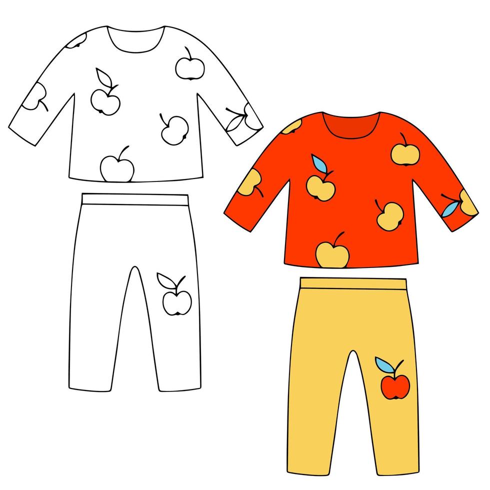 vestiti per bambini. t-shirt e pantaloni a maniche lunghe vettore