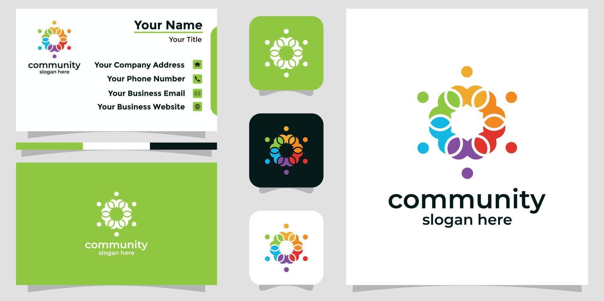 collegare le persone design logo e branding card vettore