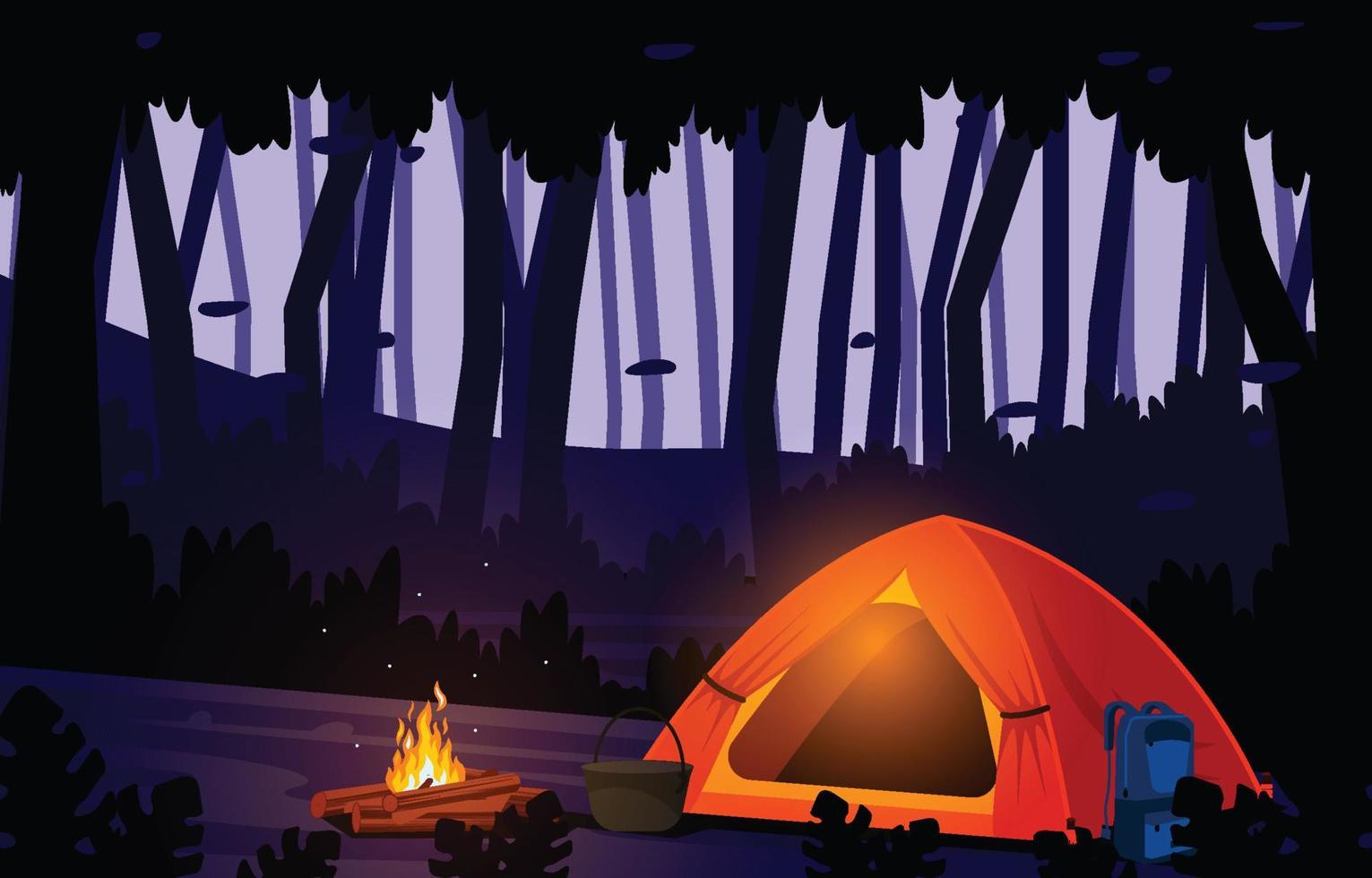 tenda del campo estivo all'aperto giungla natura vacanza avventura vettore