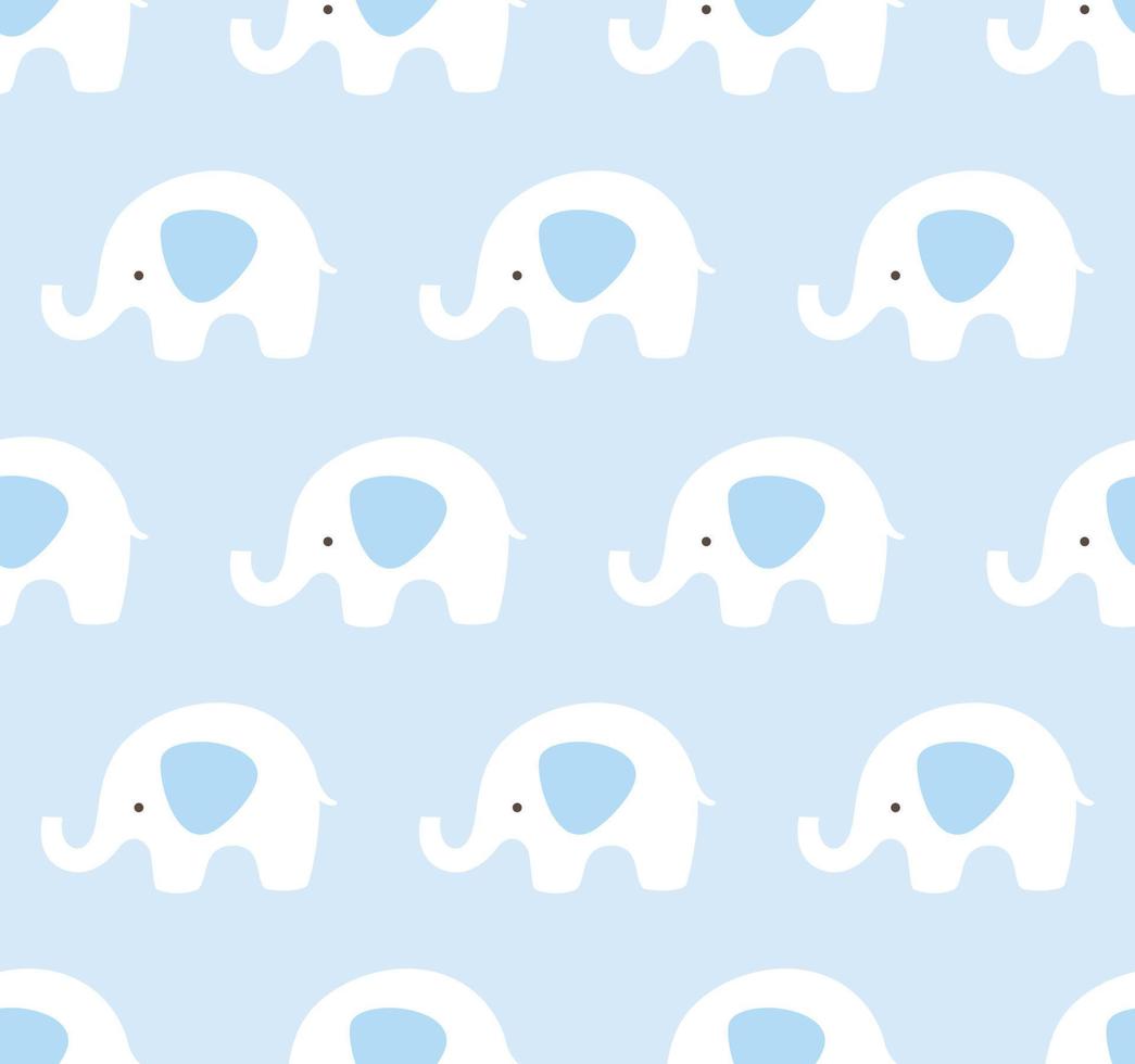 modello di elefanti senza soluzione di continuità. sfondo di struttura animale carino. motivo blu e bianco. vettore