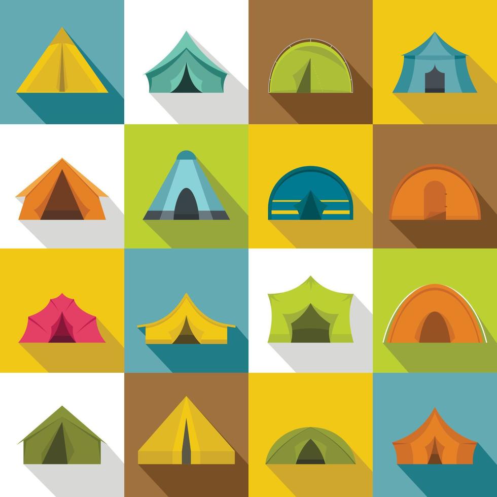 set di icone di forme di tenda, stile piatto vettore