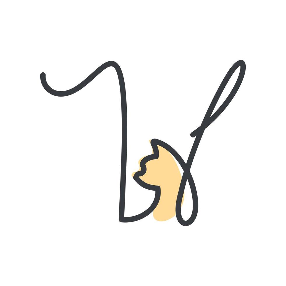 logo iniziale del gatto v vettore