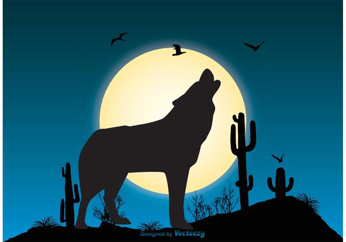 illustrazione di scena di lupo vettore
