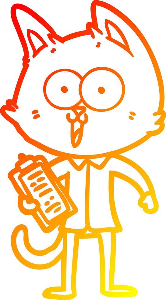 caldo gradiente di disegno gatto divertente cartone animato che indossa camicia e cravatta vettore