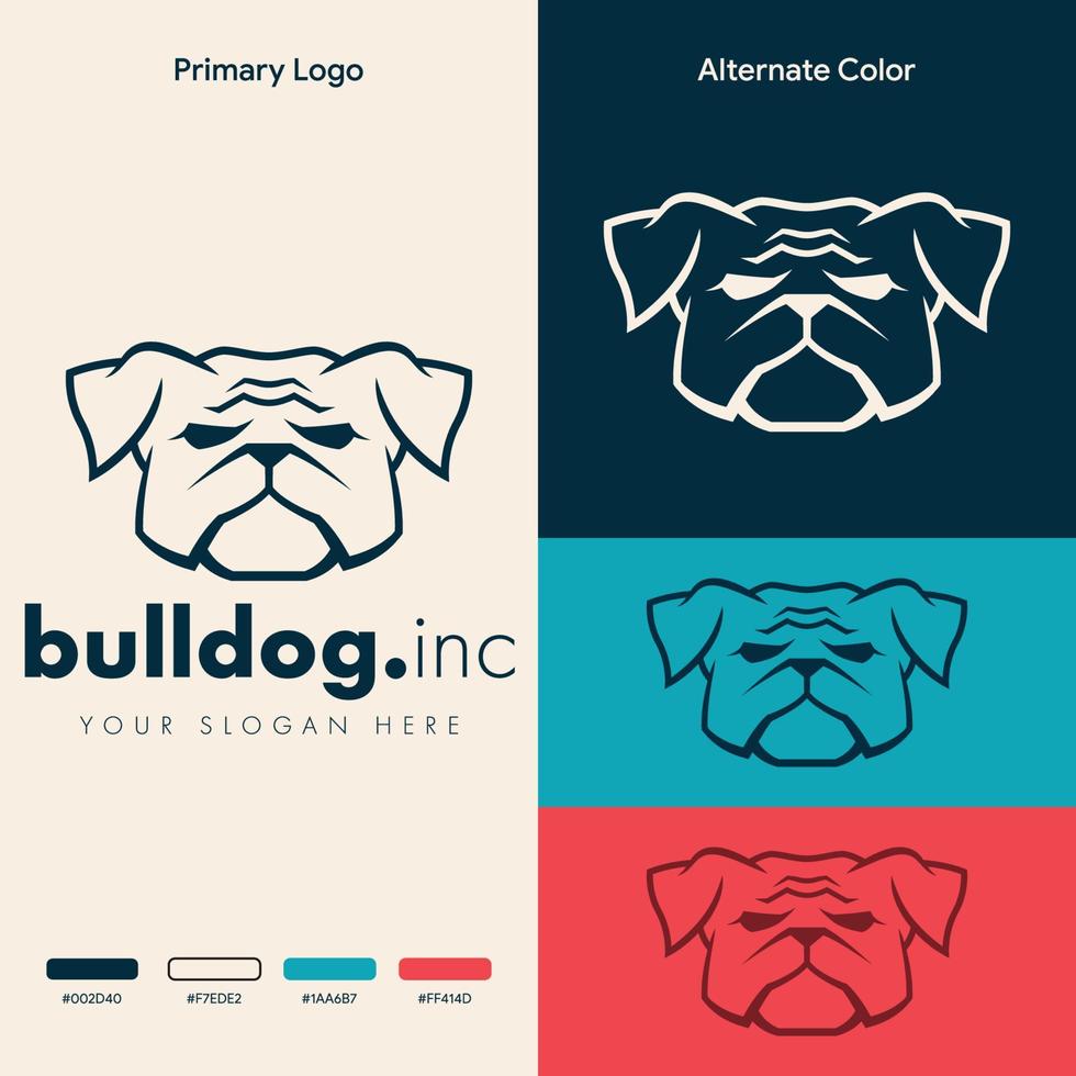 design minimalista semplice del logo del bulldog vettore