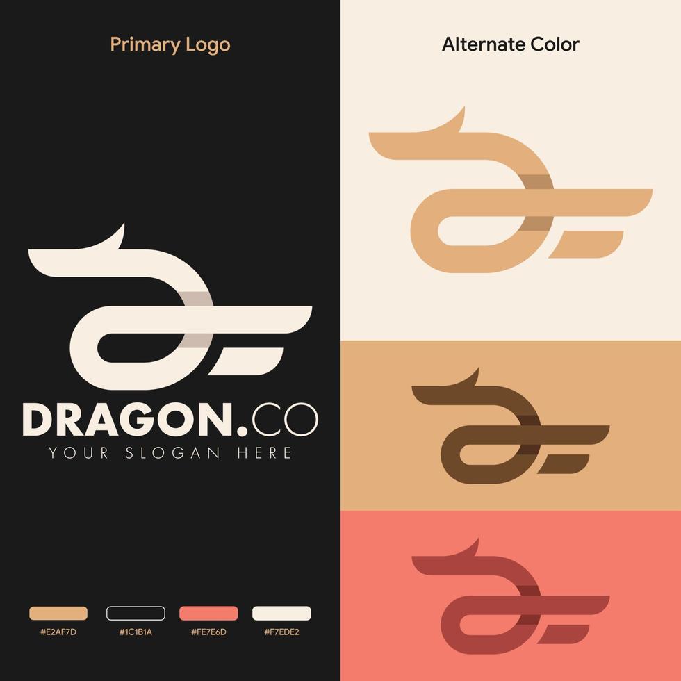 design minimalista semplice del logo del drago vettore