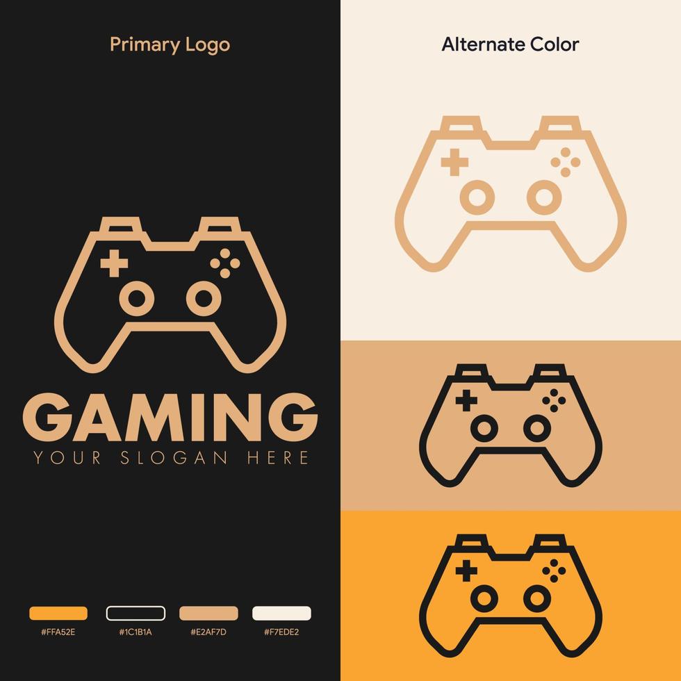 design minimalista del logo di gioco con joystick semplice vettore