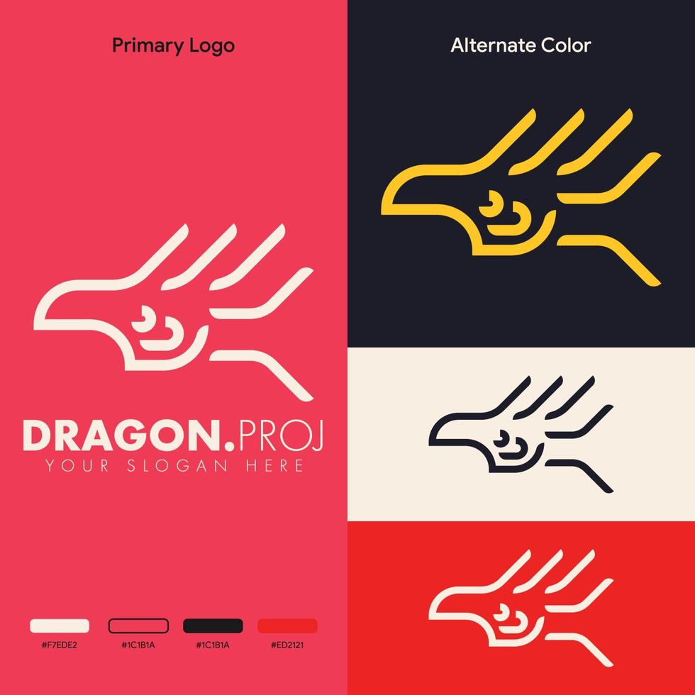 design minimalista semplice del logo del drago vettore