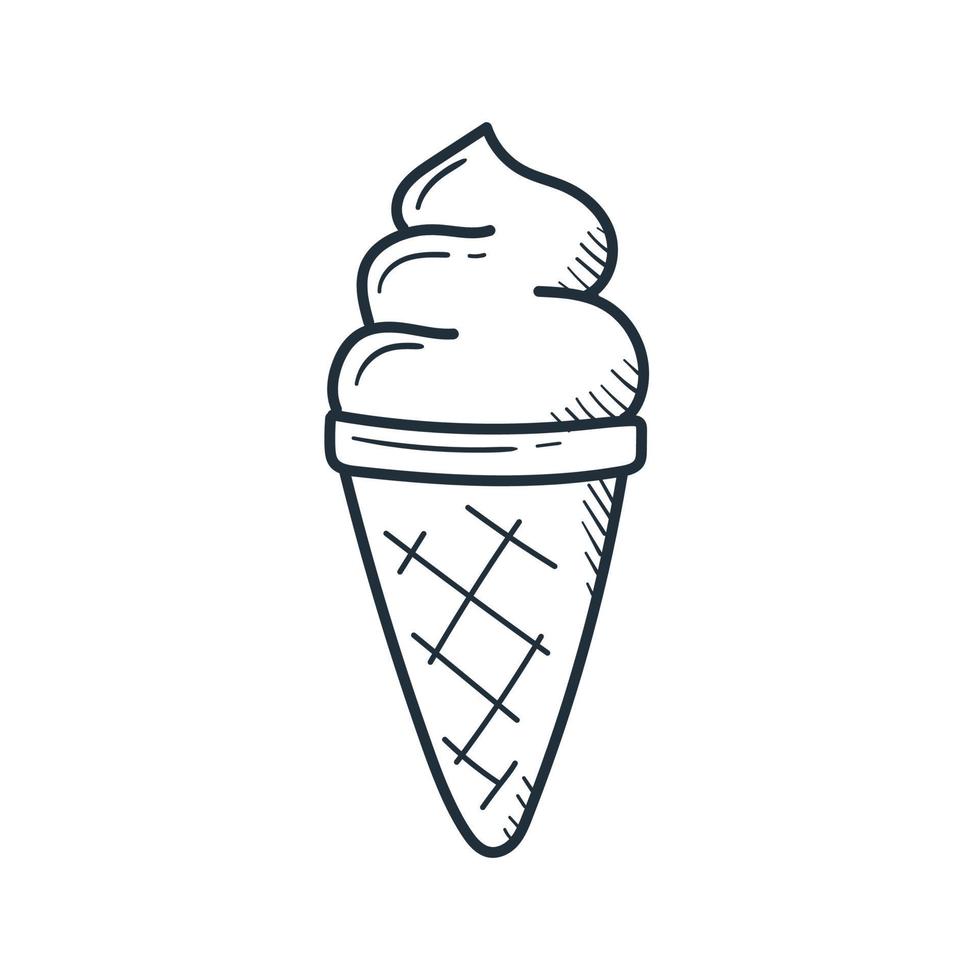 gelato disegnato a mano in stile doodle. illustrazione vettoriale di schizzo.