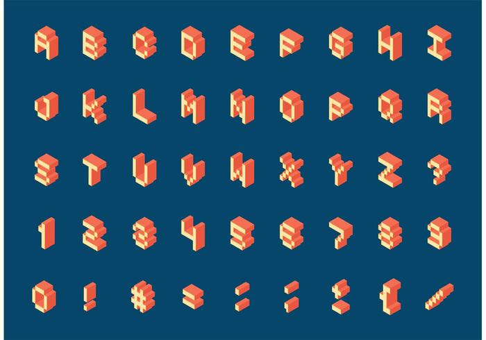 vettore di alfabeto pixel isometrico gratis retrò
