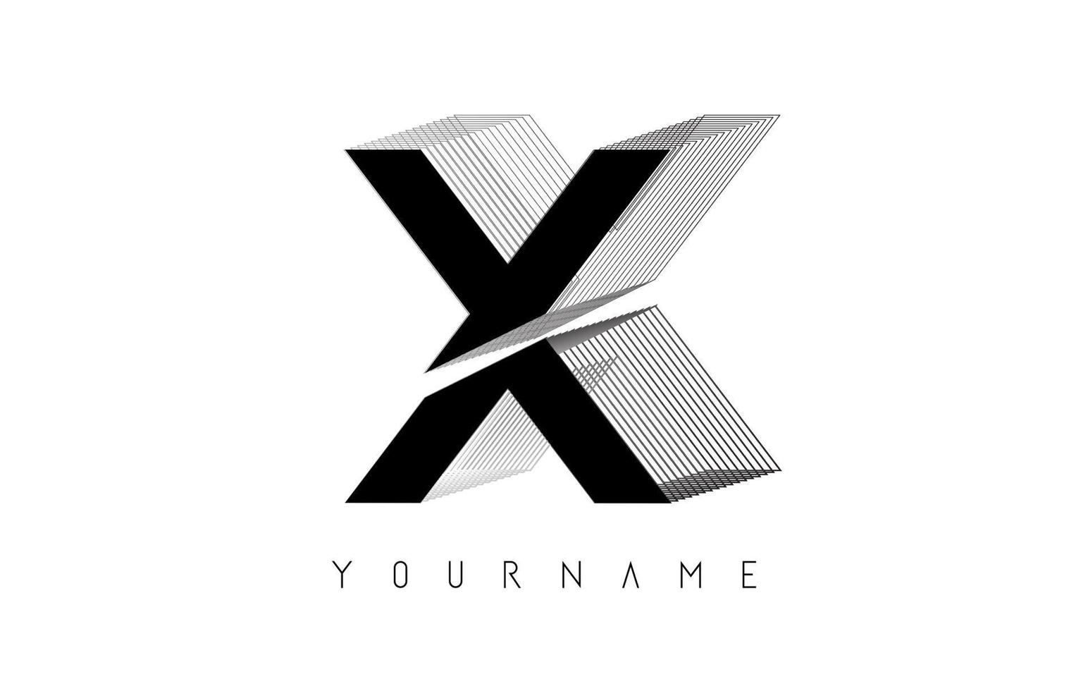 design del logo della lettera x wireframe nero. illustrazione vettoriale creativa con cornice cablata.