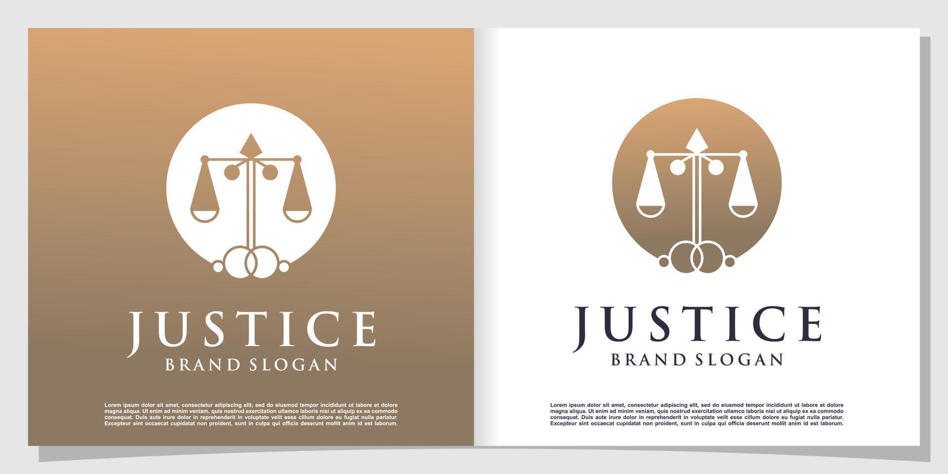 logo della giustizia con vettore premium di concetto unico creativo