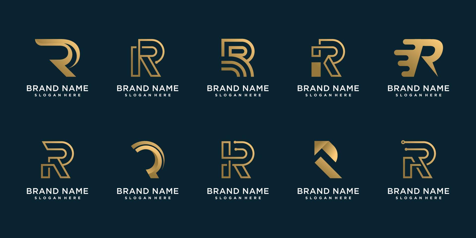 set di raccolta logo r per vettore premium aziendale