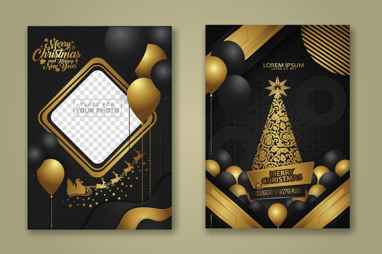 modello di poster di Natale di lusso con oro lucido e sfondo texture. illustrazione vettoriale
