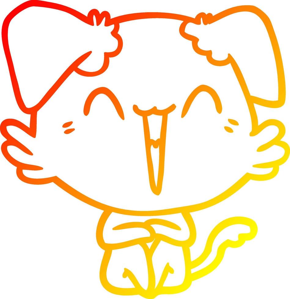 caldo gradiente linea disegno felice cagnolino cartone animato vettore