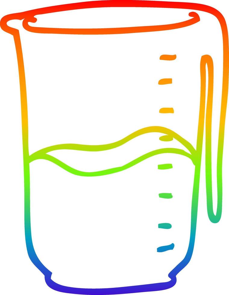 brocca di cartone animato con disegno a tratteggio sfumato arcobaleno vettore