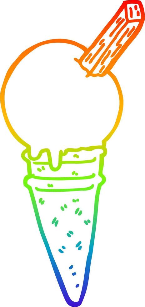 gelato del fumetto di disegno a tratteggio sfumato arcobaleno vettore