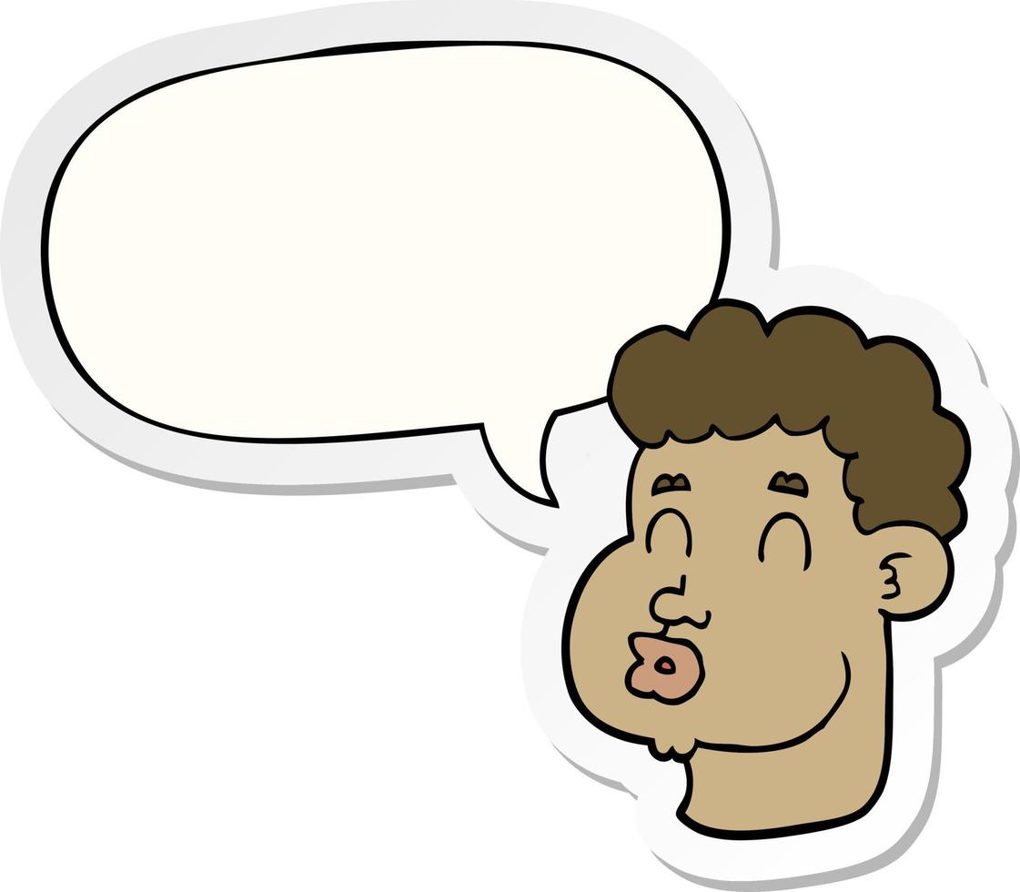cartone animato viso maschile e adesivo bolla vocale vettore
