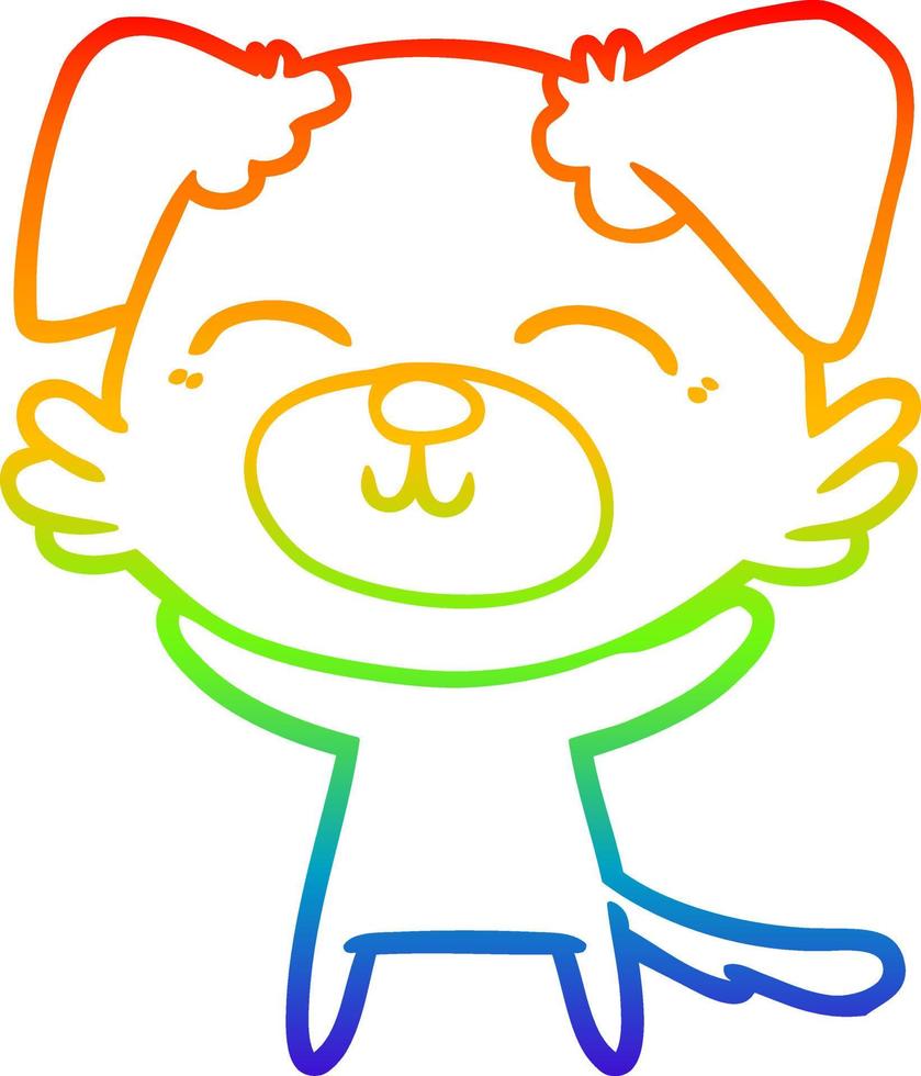 cane cartone animato disegno a tratteggio gradiente arcobaleno vettore