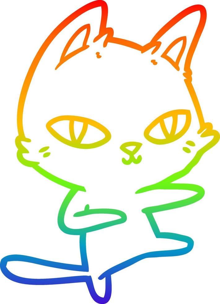 arcobaleno gradiente linea disegno cartone animato gatto che balla vettore