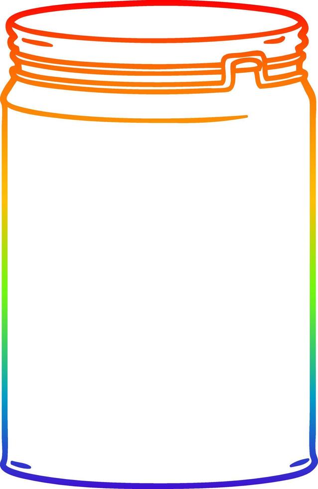 barattolo di vetro vuoto del fumetto del disegno della linea del gradiente dell'arcobaleno vettore