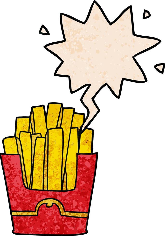 cartone animato cibo spazzatura patatine fritte e fumetto in stile retrò texture vettore