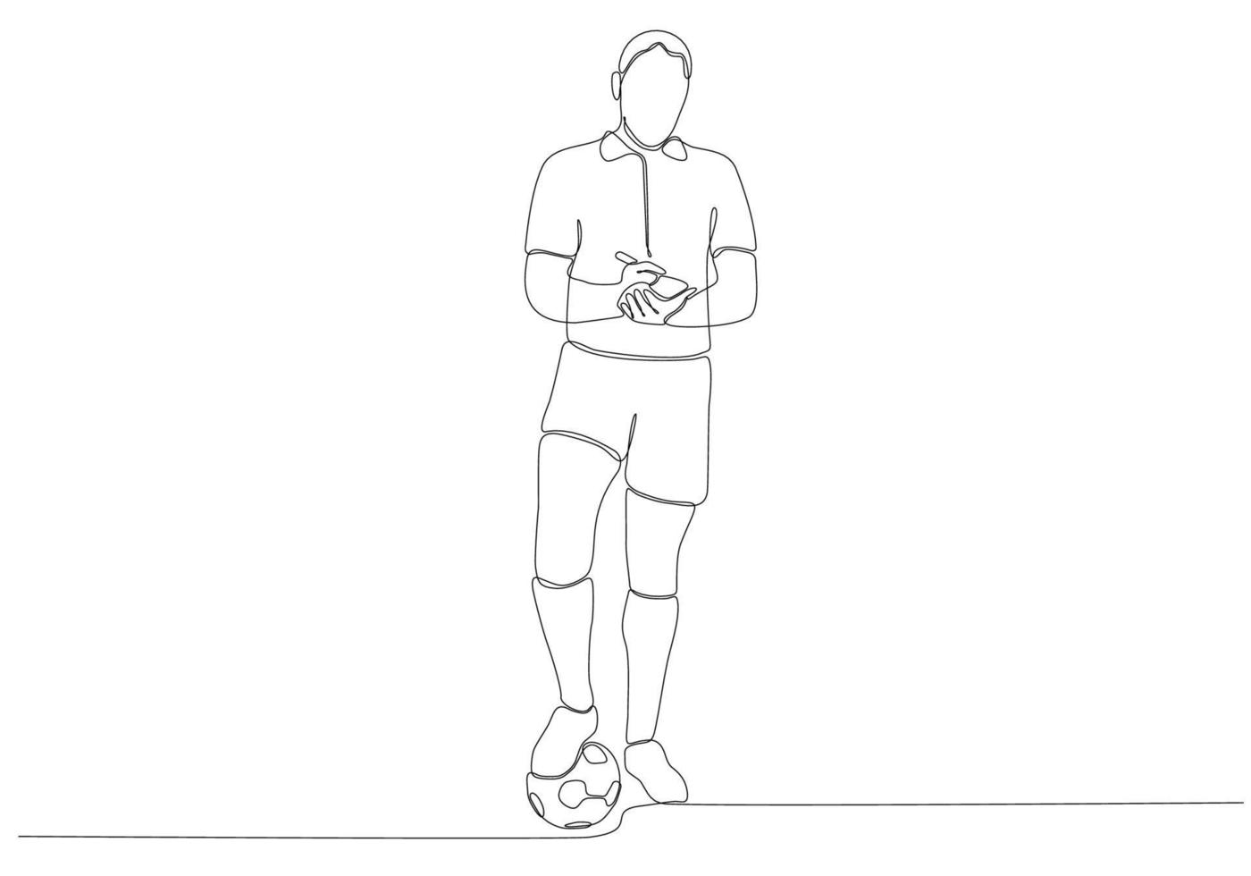 arbitro di disegno a linea continua o a linea singola che dà carte all'illustrazione vettoriale del giocatore