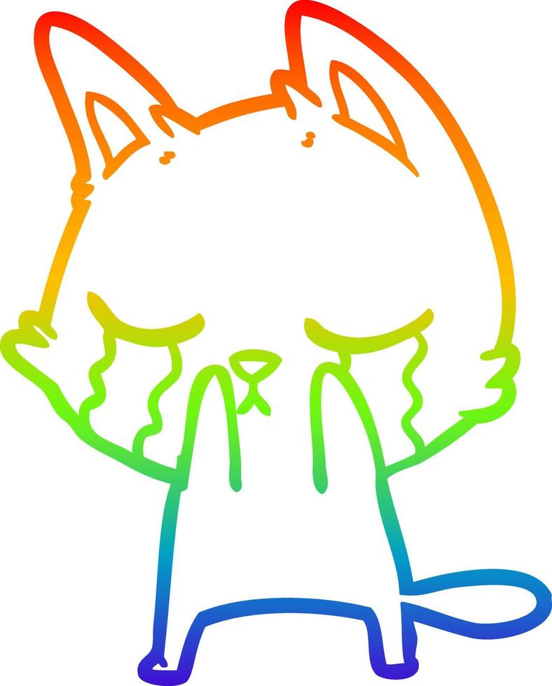 arcobaleno gradiente linea disegno piangendo cartone animato gatto vettore