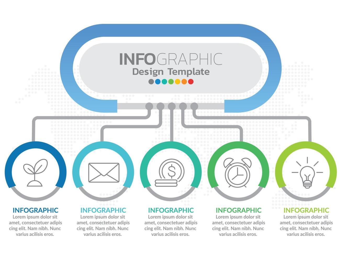 modello di progettazione infografica con 6 opzioni di colore. vettore