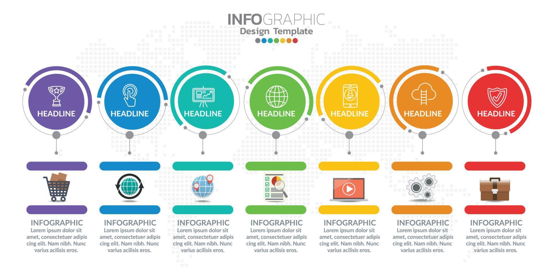 timeline infografica design vettoriale e icone di marketing