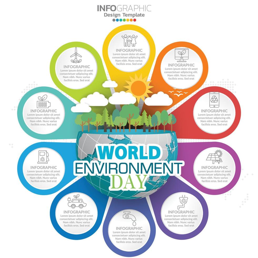 giornata mondiale dell'ambiente con modello di infografica aziendale. vettore