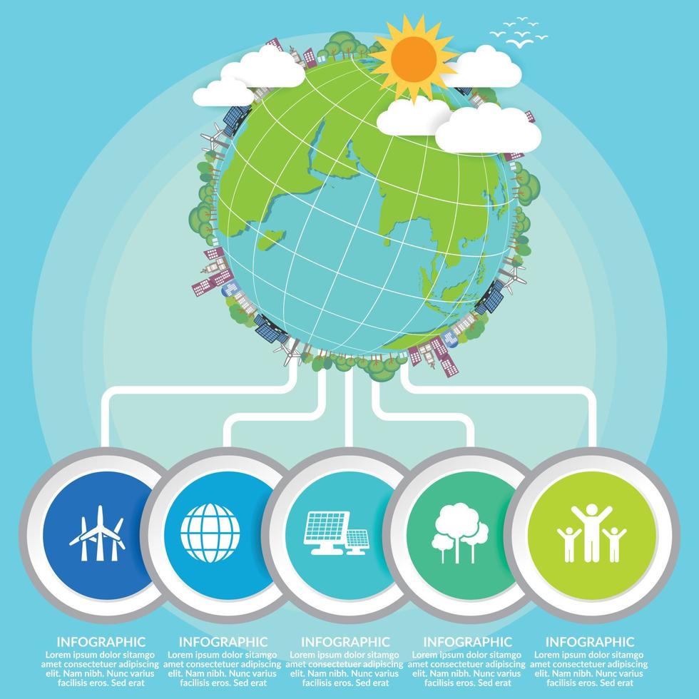 concetto di giorno della madre terra con globo e verde. Giornata Mondiale per l'Ambiente. vettore