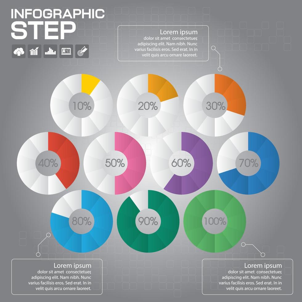 infografica vettoriale set di diagrammi circolari, diagrammi, diagrammi con percentuale