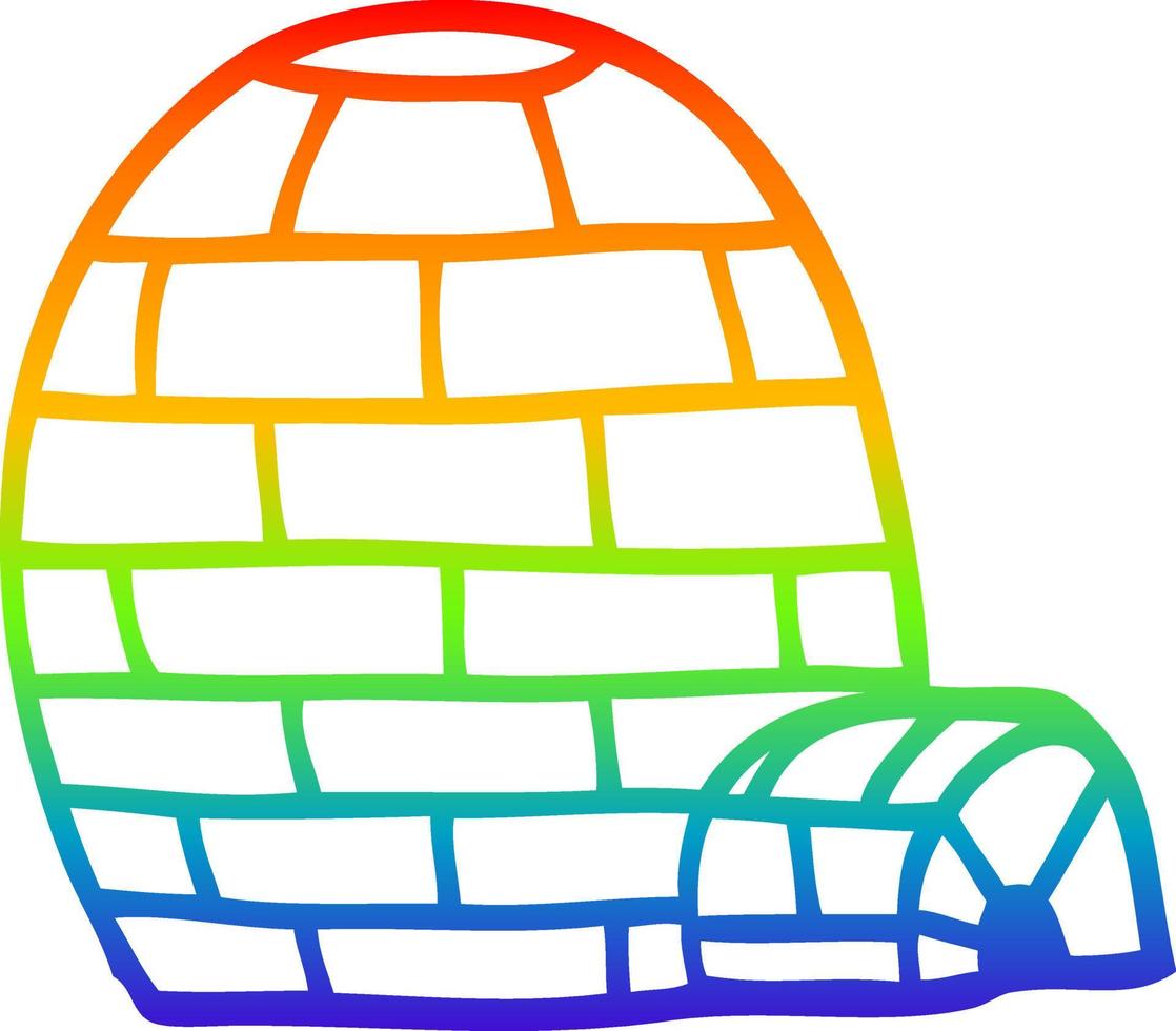 igloo di ghiaccio del fumetto del disegno della linea del gradiente dell'arcobaleno vettore